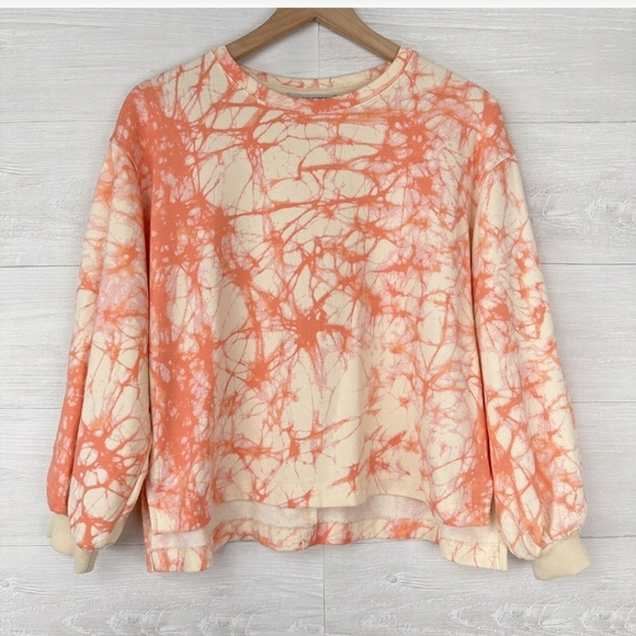 Plus Size peach tie dye sweatshirt - Picture 3 of 8